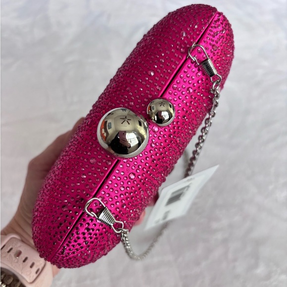 NINA Xio Fantasy Pink Glass Crystal Minaudiere Evening Clutch Handbag--NWT - Picture 12 of 15